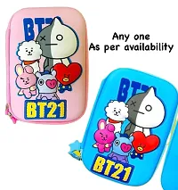 BTS, BT-21 EVA Embossed Pencil Box Cute 3D Large Capacity Pencil Pouch Hardtop Case Pouch Organizer for Girls Boys Kids School Stationery Large Pouch for Kids for School Return Gift for Kids-thumb1