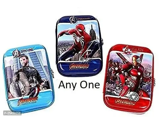 New Superhero Embossed Pencil Box Cute Spiderman Pencil Case Large Capacity Hardtop EVA Pencil Case Pouch Organizer for Boys Girls Kids (PACK OF 1)-thumb2