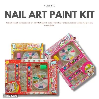 Nails Art Kit with 12 Different Nail Set, 100 Nail Deacute;cor Dust and a Nail Polish, Nail Art Kit - Play Washable Makeup Set for Kids Girl's-thumb4