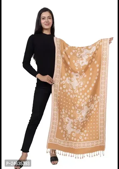 Stylish Brown Acrylic Printed Stoles For Women