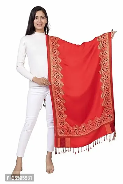 Fancy Red Printed Acrylic Stoles For Women