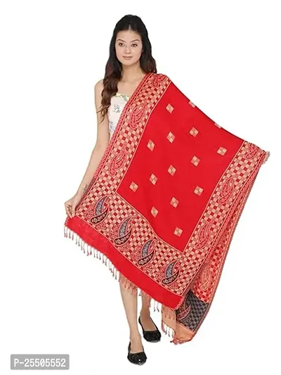 Fancy Red Printed Acrylic Shawls For Women