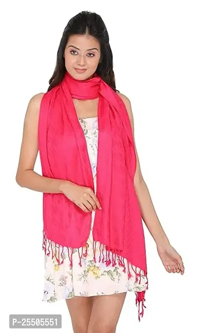 Fancy Pink Solid Viscose Stoles For Women