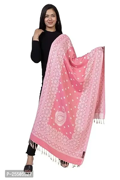 Fancy Pink Printed Acrylic Stoles For Women