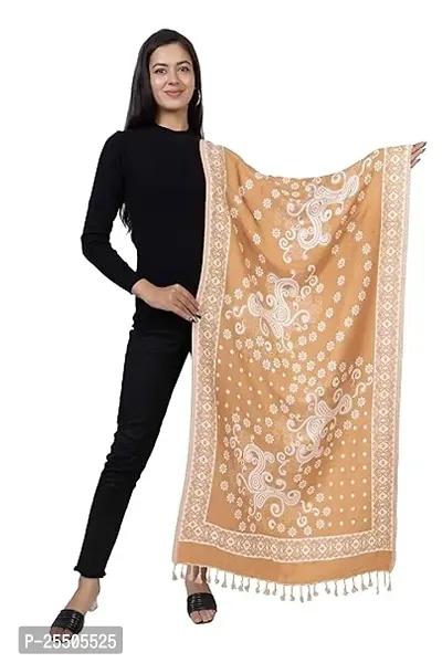 Fancy Brown Printed Acrylic Stoles For Women-thumb0