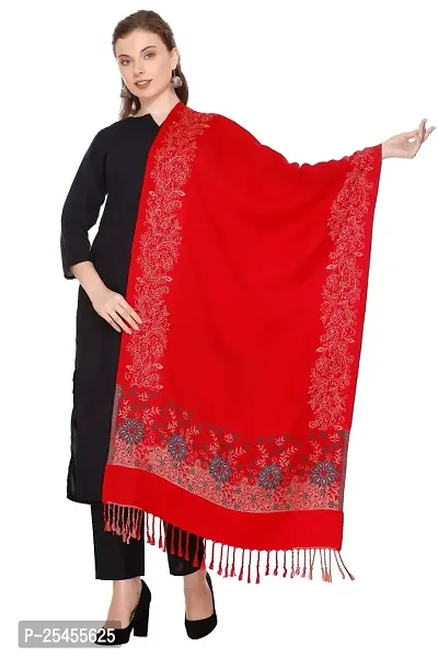 KTI Acrylic/Viscose Stole for women with a Wool Blend for Winter in Red, measuring 28 x 80 inches-thumb0