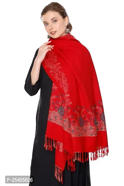 KTI Acrylic/Viscose Stole for women with a Wool Blend for Winter in Red, measuring 28 x 80 inches, with the assigned Art No. 2709 Red-thumb5