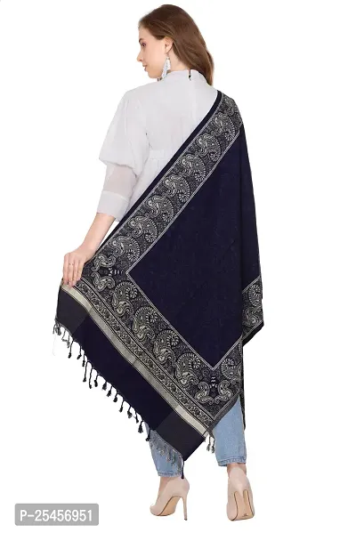 KTI Acrylic/Viscose Stole for women with a Wool Blend for Winter in Navy Blue, measuring 28 x 80 inches, with the assigned Art No. 2808 Navy Blue-thumb5