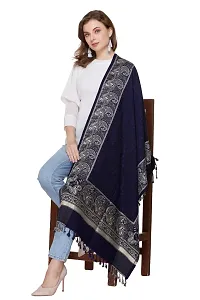 KTI Acrylic/Viscose Stole for women with a Wool Blend for Winter in Navy Blue, measuring 28 x 80 inches, with the assigned Art No. 2808 Navy Blue-thumb1