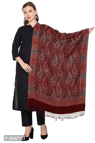 KTI Acrylic/Viscose Stole for women with a Wool Blend for Winter in Wine, measuring 28 x 80 inches, with the assigned Art No. 2808 Wine-thumb0