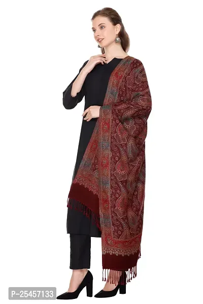 KTI Acrylic/Viscose Stole for women with a Wool Blend for Winter in Wine, measuring 28 x 80 inches, with the assigned Art No. 2808 Wine-thumb4