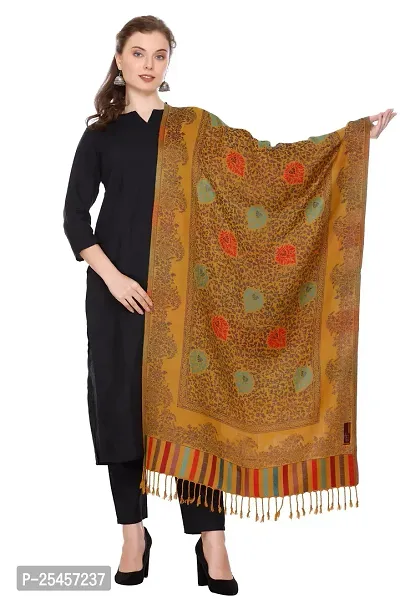 KTI Acrylic/Viscose Stole for women with a Wool Blend for Winter in Yellow, measuring 28 x 80 inches, with the assigned Art No. 2910 Yellow-thumb0