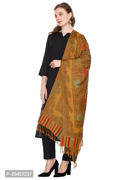 KTI Acrylic/Viscose Stole for women with a Wool Blend for Winter in Yellow, measuring 28 x 80 inches, with the assigned Art No. 2910 Yellow-thumb5