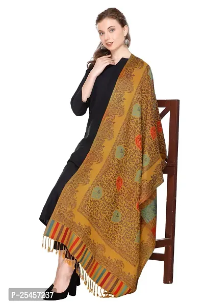 KTI Acrylic/Viscose Stole for women with a Wool Blend for Winter in Yellow, measuring 28 x 80 inches, with the assigned Art No. 2910 Yellow-thumb2