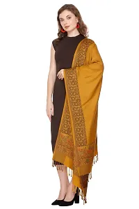 KTI Acrylic/Viscose Stole for women with a Wool Blend for Winter in Yellow, measuring 28 x 80 inches, with the assigned Art No. 2919 Yellow-thumb3