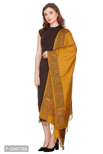 KTI Acrylic/Viscose Stole for women with a Wool Blend for Winter in Yellow, measuring 28 x 80 inches, with the assigned Art No. 2919 Yellow-thumb4