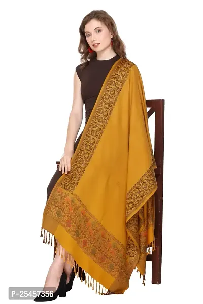 KTI Acrylic/Viscose Stole for women with a Wool Blend for Winter in Yellow, measuring 28 x 80 inches, with the assigned Art No. 2919 Yellow-thumb3