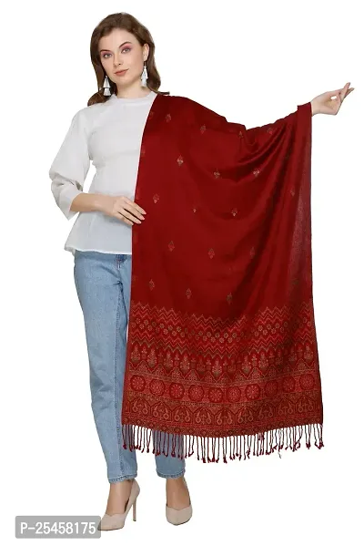 KTI Acrylic/Viscose Stole for women with a Wool Blend for Winter in Dark Maroon, measuring 28 x 80 inches, with the assigned Art No. 2940 Dark Maroon