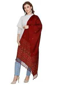 KTI Acrylic/Viscose Stole for women with a Wool Blend for Winter in Dark Maroon, measuring 28 x 80 inches, with the assigned Art No. 2940 Dark Maroon-thumb3