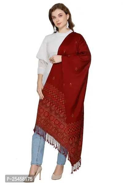 KTI Acrylic/Viscose Stole for women with a Wool Blend for Winter in Dark Maroon, measuring 28 x 80 inches, with the assigned Art No. 2940 Dark Maroon-thumb4