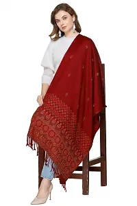 KTI Acrylic/Viscose Stole for women with a Wool Blend for Winter in Dark Maroon, measuring 28 x 80 inches, with the assigned Art No. 2940 Dark Maroon-thumb4