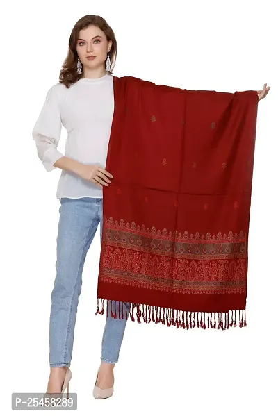 KTI Acrylic/Viscose Stole for women with a Wool Blend for Winter in Dark Maroon, measuring 28 x 80 inches, with the assigned Art No. 2945 Dark Maroon