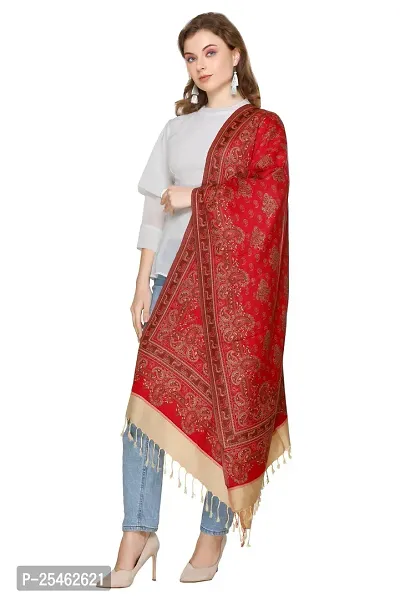 KTI Acrylic/Viscose Stole for women with a Wool Blend for Winter in Red Camel, measuring 28 x 80 inches, with the assigned Art No. 3010 Red Camel-thumb4