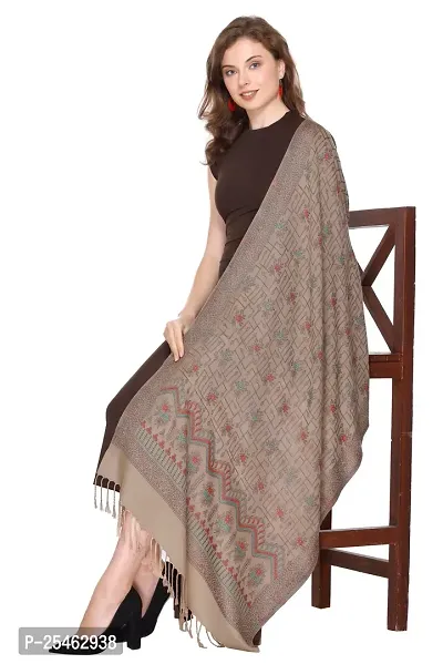 KTI Acrylic/Viscose Stole for women with a Wool Blend for Winter in Camel, measuring 28 x 80 inches, with the assigned Art No. 3064 Camel-thumb2