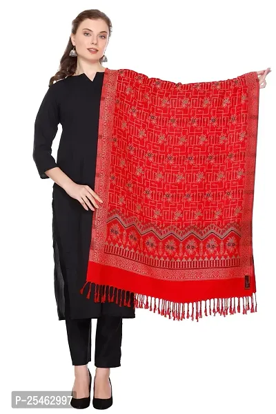 KTI Acrylic/Viscose Stole for women with a Wool Blend for Winter in Red, measuring 28 x 80 inches, with the assigned Art No. 3064 Red