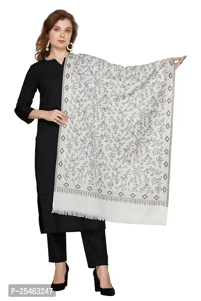 KTI Acrylic/Viscose Stole for women with a Wool Blend for Winter in White, measuring 28 x 80 inches, with the assigned Art No. 3116 White-thumb0