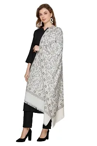 KTI Acrylic/Viscose Stole for women with a Wool Blend for Winter in White, measuring 28 x 80 inches, with the assigned Art No. 3116 White-thumb3