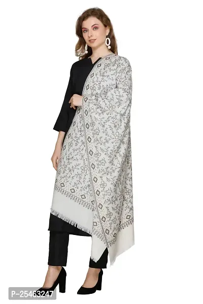 KTI Acrylic/Viscose Stole for women with a Wool Blend for Winter in White, measuring 28 x 80 inches, with the assigned Art No. 3116 White-thumb4