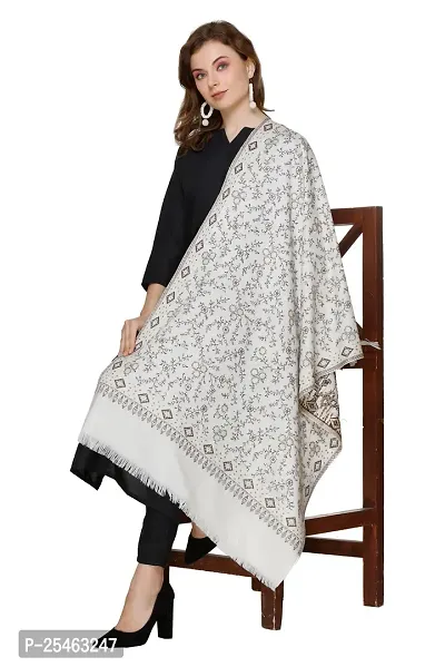 KTI Acrylic/Viscose Stole for women with a Wool Blend for Winter in White, measuring 28 x 80 inches, with the assigned Art No. 3116 White-thumb5