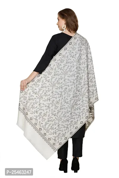 KTI Acrylic/Viscose Stole for women with a Wool Blend for Winter in White, measuring 28 x 80 inches, with the assigned Art No. 3116 White-thumb2