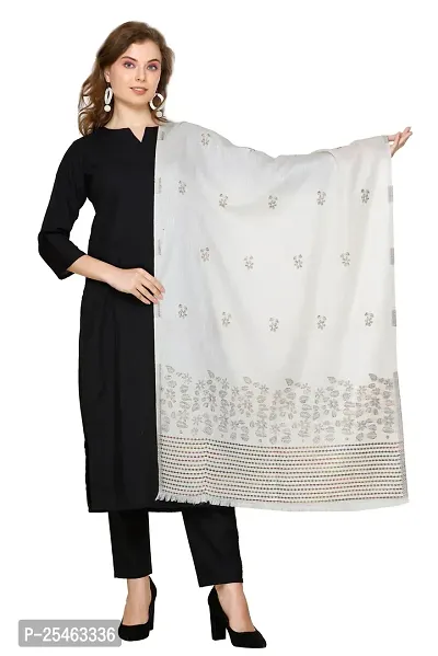KTI Acrylic/Viscose Stole for women with a Wool Blend for Winter in White, measuring 28 x 80 inches, with the assigned Art No. 3117 White-thumb0