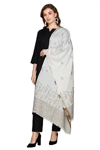 KTI Acrylic/Viscose Stole for women with a Wool Blend for Winter in White, measuring 28 x 80 inches, with the assigned Art No. 3117 White-thumb3