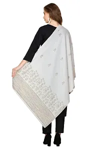 KTI Acrylic/Viscose Stole for women with a Wool Blend for Winter in White, measuring 28 x 80 inches, with the assigned Art No. 3117 White-thumb4