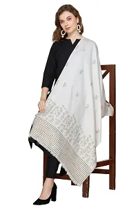 KTI Acrylic/Viscose Stole for women with a Wool Blend for Winter in White, measuring 28 x 80 inches, with the assigned Art No. 3117 White-thumb1