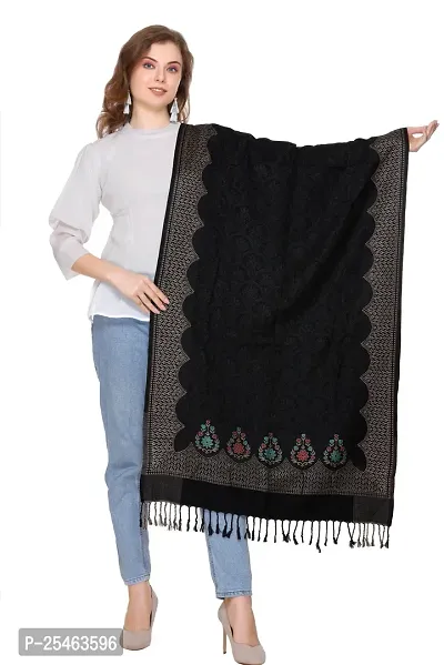KTI Acrylic/Viscose Stole for women with a Wool Blend for Winter in Black, measuring 28 x 80 inches, with the assigned Art No. 3262 Black