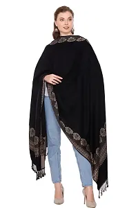 KTI Acrylic/Viscose Shawl for women with a Wool Blend for Winter in Black, measuring 40 x 80 inches, with the assigned Art No. 4914 Black-thumb3