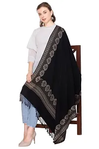 KTI Acrylic/Viscose Shawl for women with a Wool Blend for Winter in Black, measuring 40 x 80 inches, with the assigned Art No. 4914 Black-thumb1