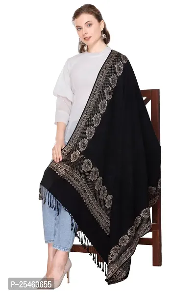 KTI Acrylic/Viscose Shawl for women with a Wool Blend for Winter in Black, measuring 40 x 80 inches, with the assigned Art No. 4914 Black-thumb2