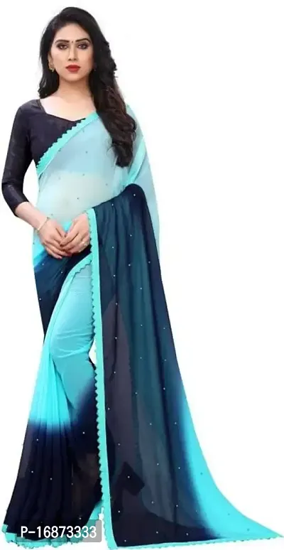 Sky Blue Georgette Party Wear Saree 216750