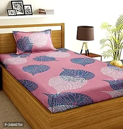 Classic Glace Cotton Printed Single Bedsheet with Pillow Cover-thumb0