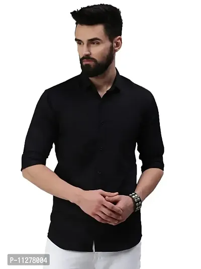 Men Solid Regular Fit Cotton Shirt-thumb0