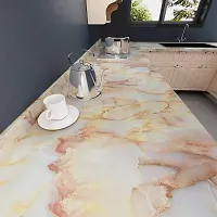 DACORATERS Vinyl Wallpaper Peel and Stick Waterproof Wallpaper for Home Kitchen Countertop Cabinet Furniture Oil Proof Kitchen Sticker (ORANGE MARBLE 2M)-thumb2