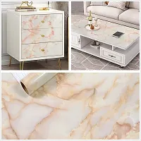 DACORATERS Vinyl Wallpaper Peel and Stick Waterproof Wallpaper for Home Kitchen Countertop Cabinet Furniture Oil Proof Kitchen Sticker ( ORANGE MARBLE 2M)-thumb4