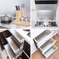 DOM EXPORT  Vinyl Wallpaper Peel and Stick Waterproof Wallpaper for Home Kitchen Countertop Cabinet Furniture Oil Proof Kitchen Sticker (SILVER CURLY2M)-thumb3