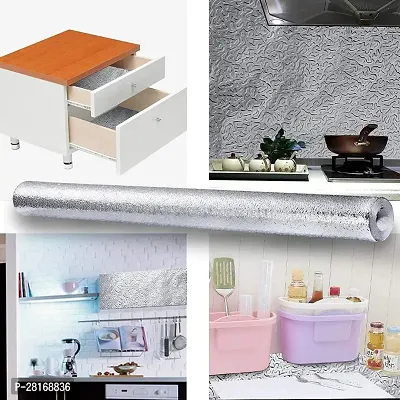 DOM EXPORT  Vinyl Wallpaper Peel and Stick Waterproof Wallpaper for Home Kitchen Countertop Cabinet Furniture Oil Proof Kitchen Sticker (SILVER CURLY 2M)-thumb5