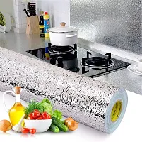 DOM EXPORT  Vinyl Wallpaper Peel and Stick Waterproof Wallpaper for Home Kitchen Countertop Cabinet Furniture Oil Proof Kitchen Sticker (SILVER CURLY 2M)-thumb1